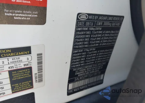 2016 Land Rover Range Rover Sport 3.0L V6 Supercharged Hse from USA, damaged, VIN SALWS2PF7GA109739